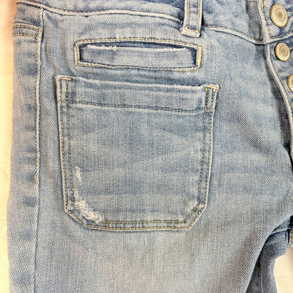 American Eagle Flare Jeans Women 8 Light Blue Excellent Low Rise Button Fly Y2K - Picture 8 of 14